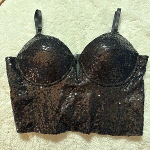 Windsor Glittering Black Sequin Bralette
